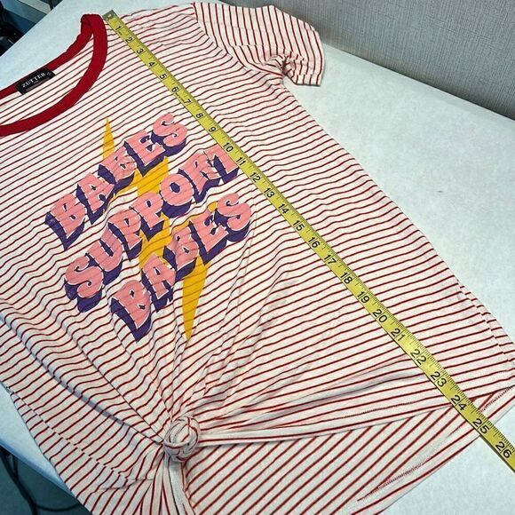 Babes Support Babes Striped Tshirt Sz S Zutter USA Girl Power Tee Red Ringer - Picture 5 of 5